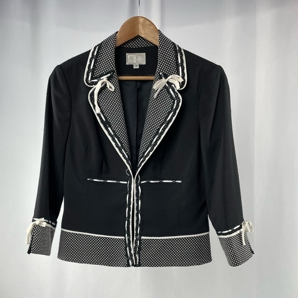 Alberto Makali Colorblock Pattern Blazer in Black White Size 8 - Picture 4 of 8